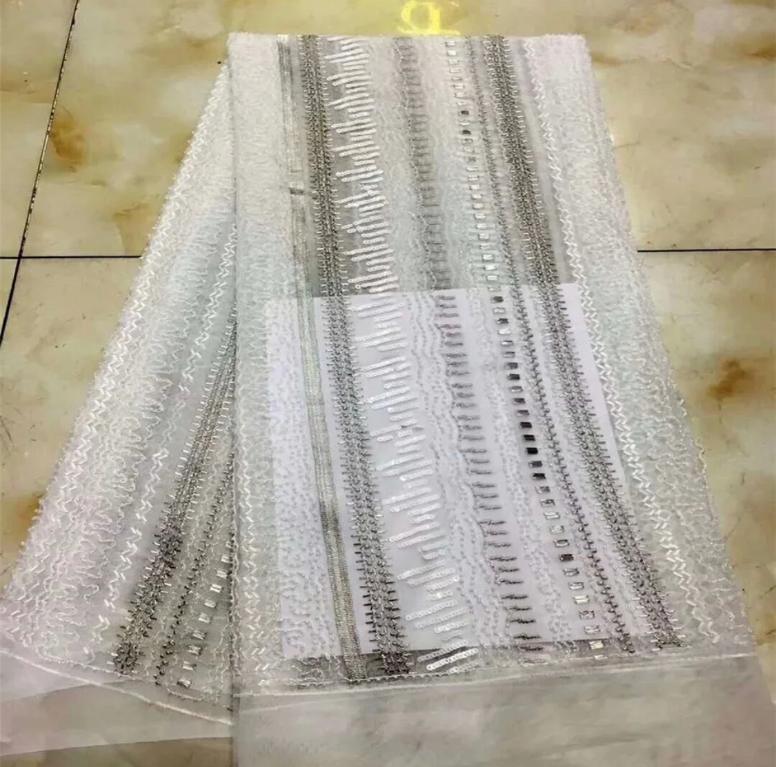 D’arcy beaded French Cord lace fabric