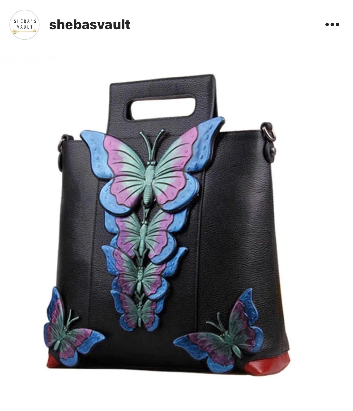 Shebas Three-dimensional butterfly genuine leather tote bag 