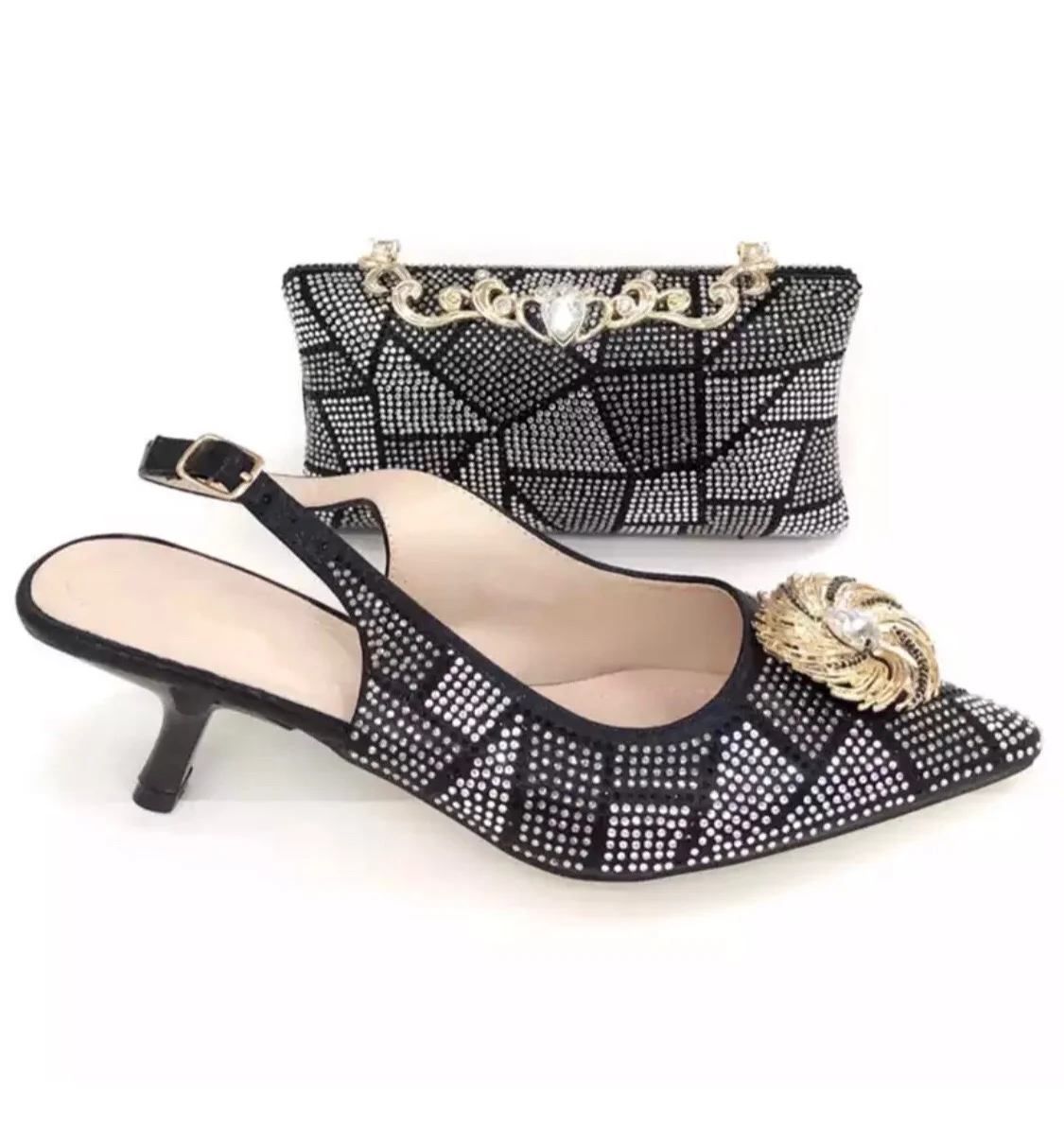 Ace Bling in rhinestones Italian Shoe and Bag Set