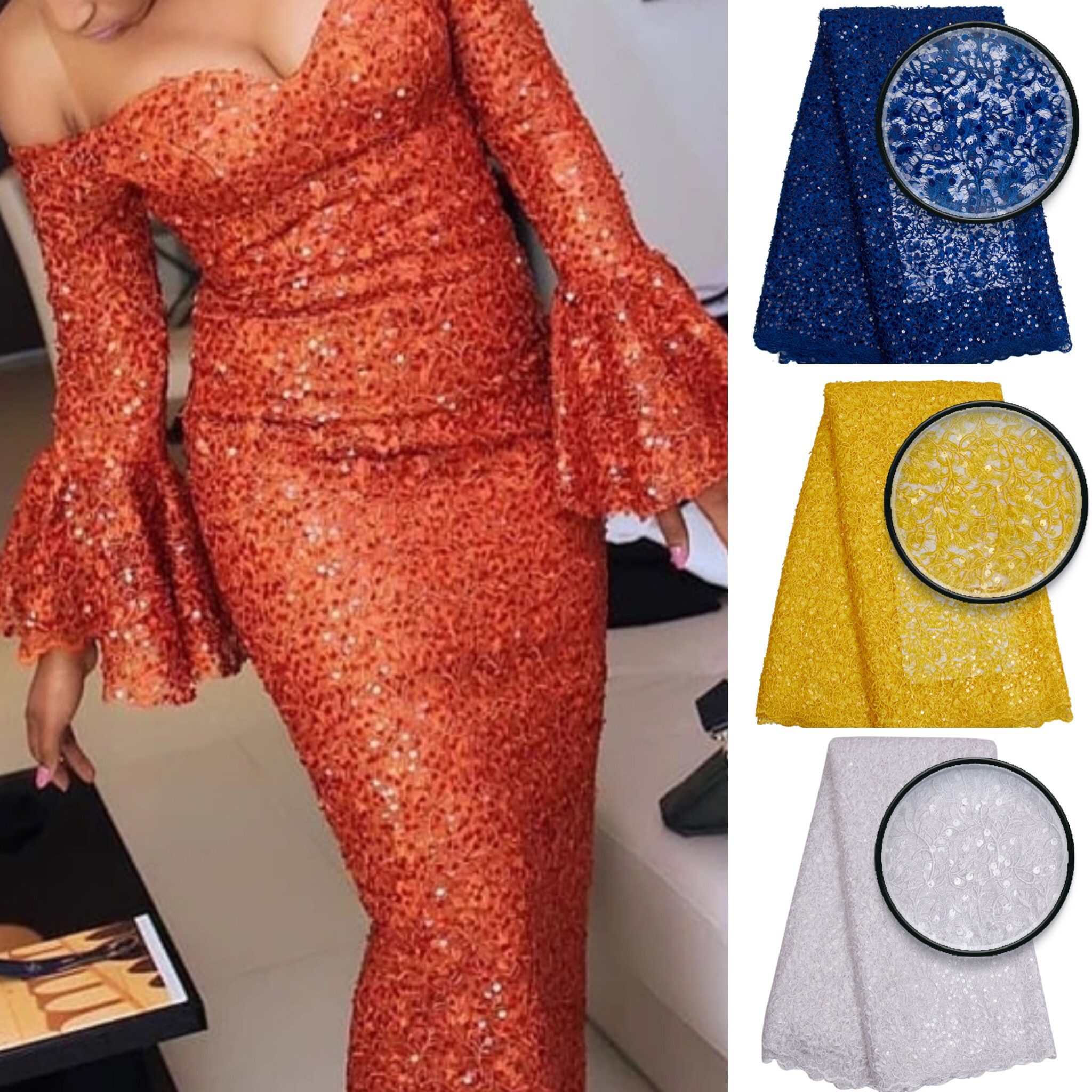 Elyse Sequins French lace