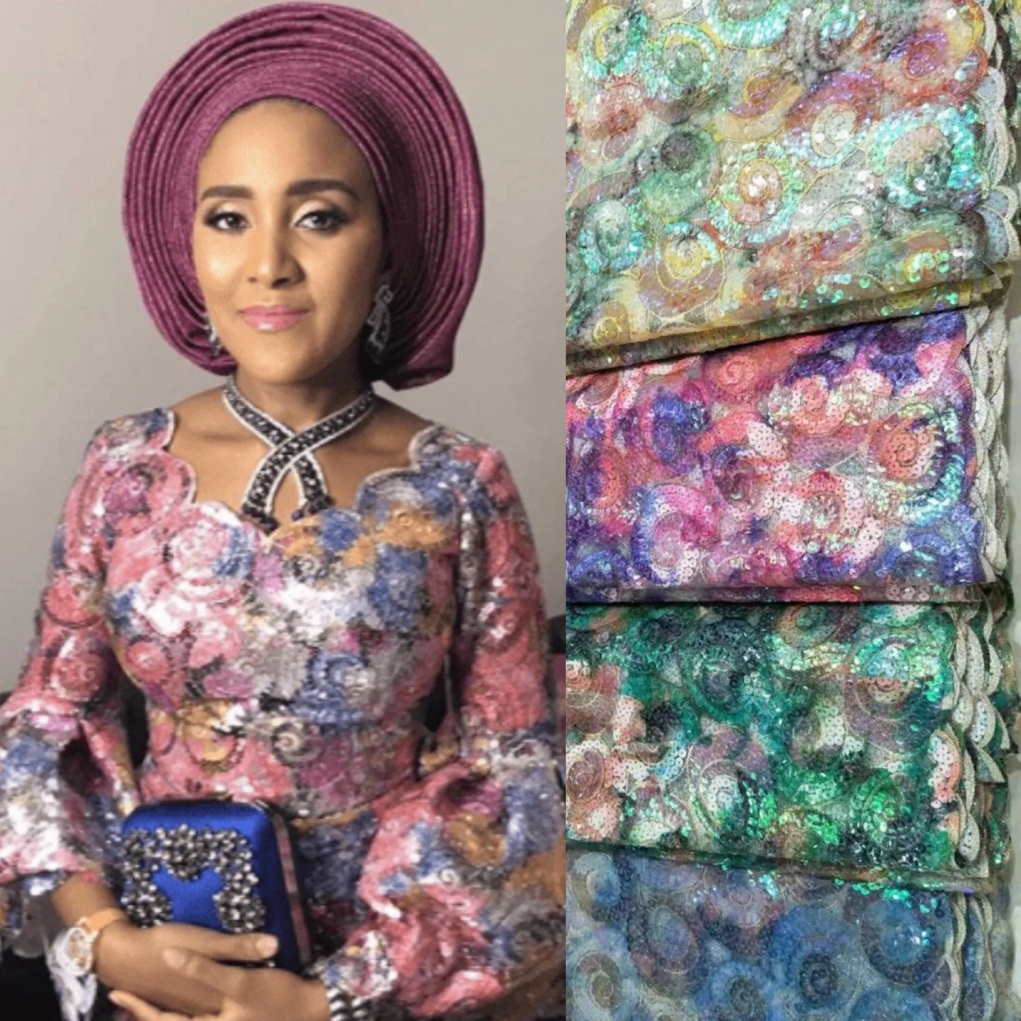 QueenF Quality Sequins French Fabric