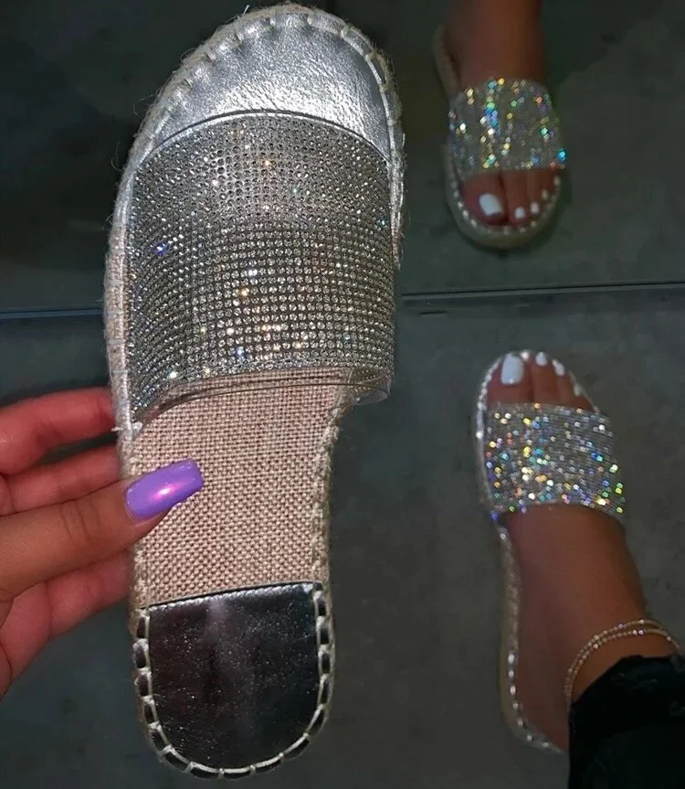Zar rhinestones espadrille slippers