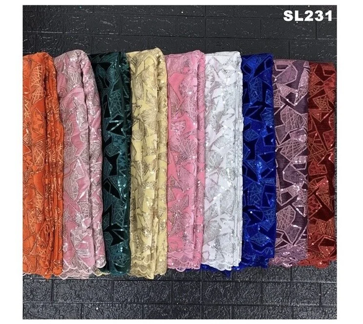 S2L velvet tulle lace with sequins 