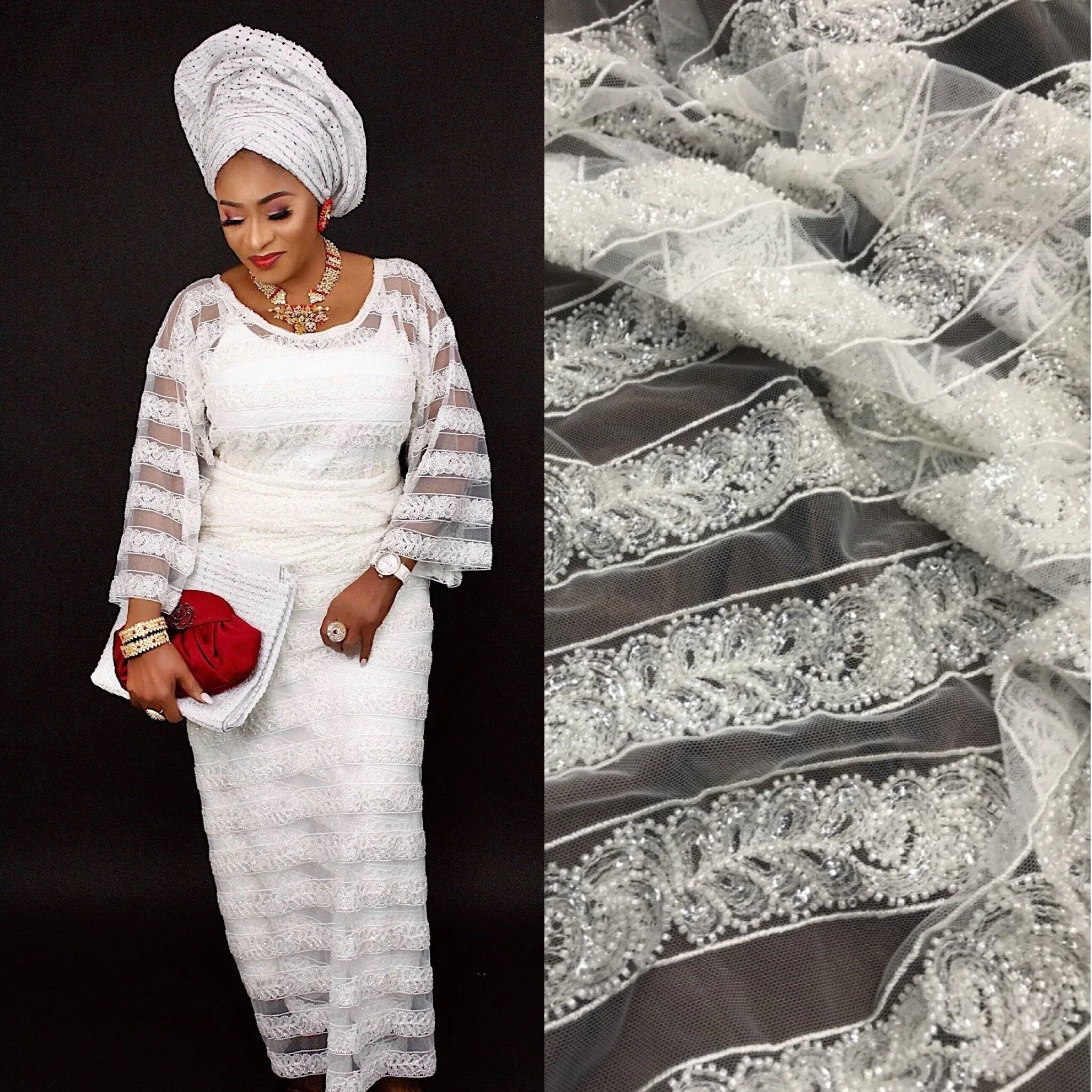 POSITIVELY POSH CRYSTALS STUDDED NET LACE 