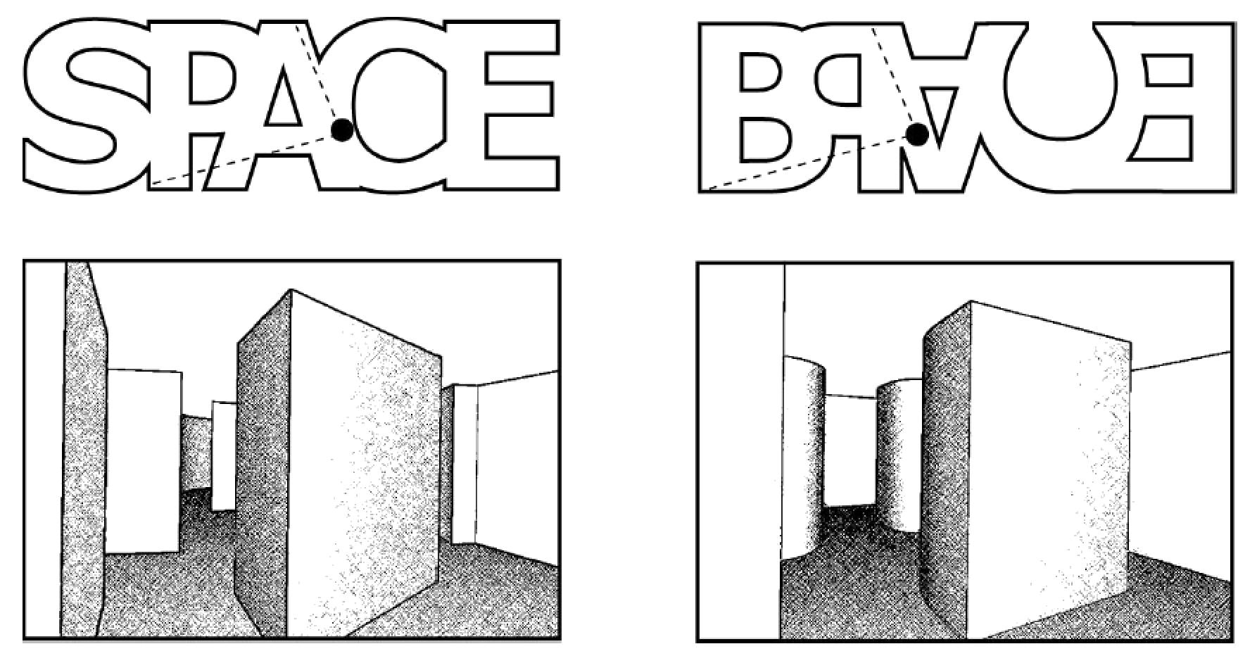 Two floorplans that look very different in an overview can lead to very similar complexities of wayfinding when the user only experiences the perspective from within.