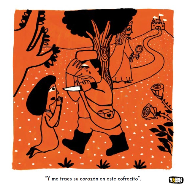 Escena sobre crueldad y (des)obediencia a la autoridad, incluida en la primera caja de Filosofía visual para niños, Mundo cruel . Ilustración de Daniela Martagón.