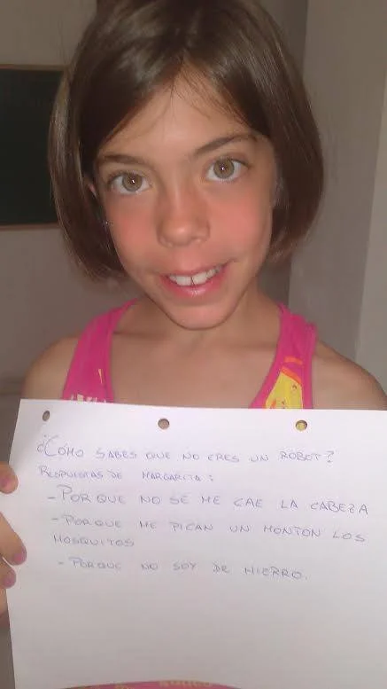 In particular, there was one argument given by Margarita that we thought was very interesting. 'I know I am not a robot because I always get stung by mosquitoes.' Thank you, Margarita!