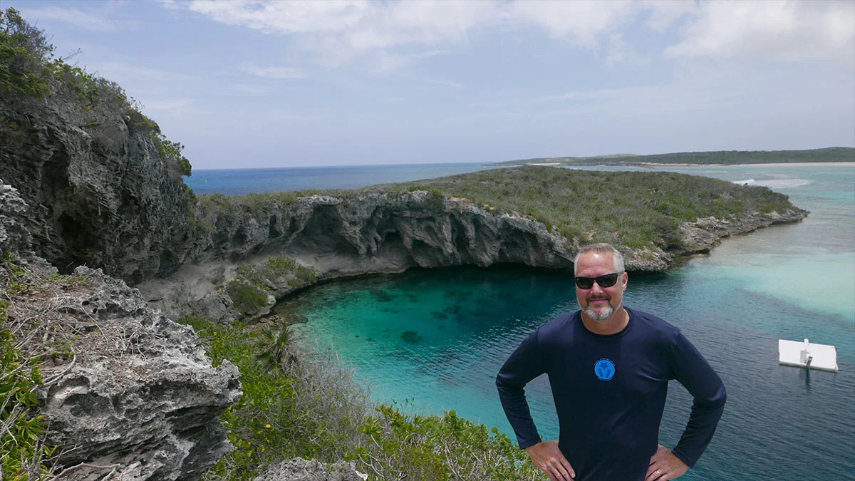Dean (on his 55th birthday) at Dean's Blue Hole - Long Island, Bahamas