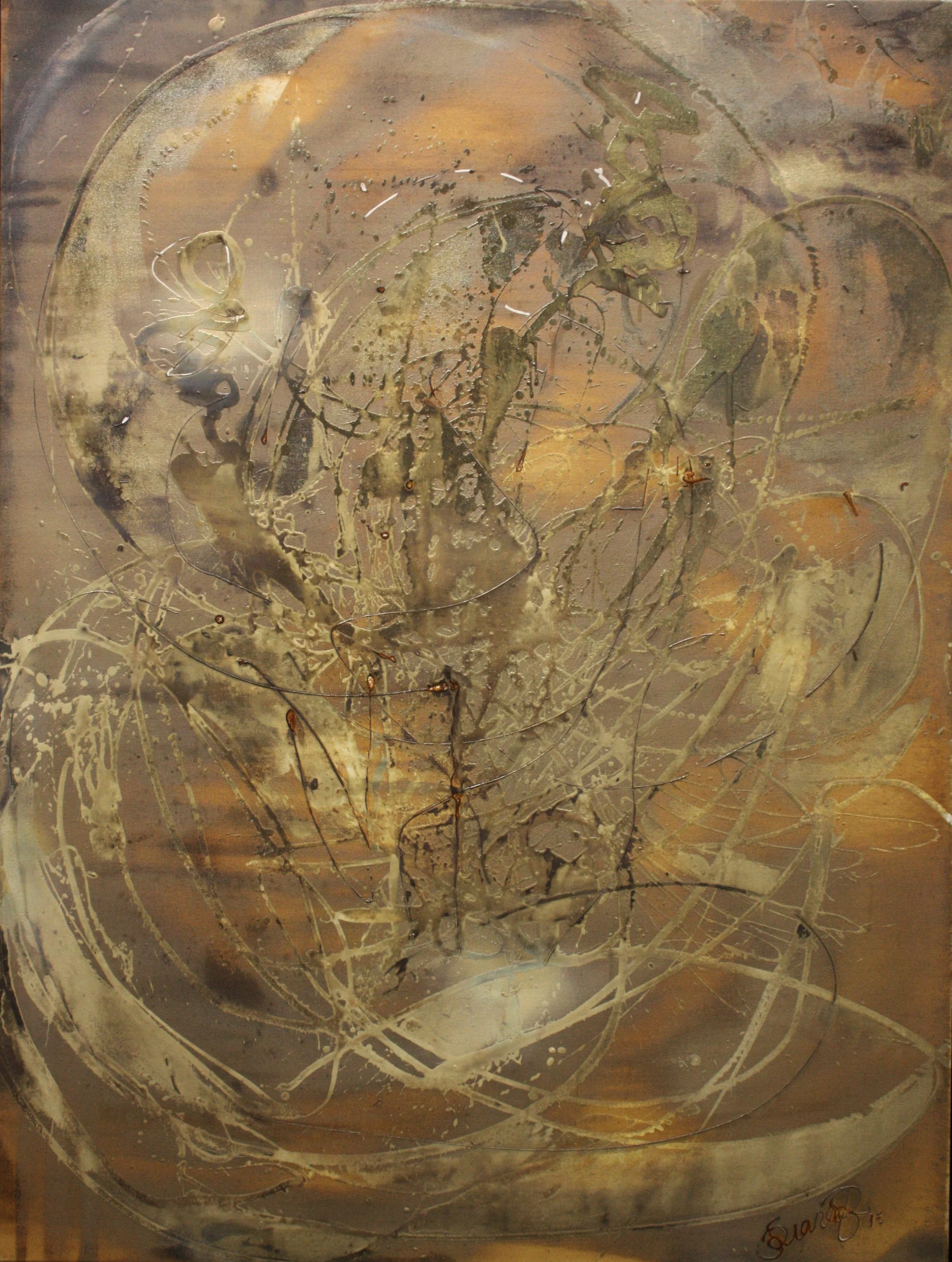 Gathering of Stars - Silver on Canvas - 48” x 32” 