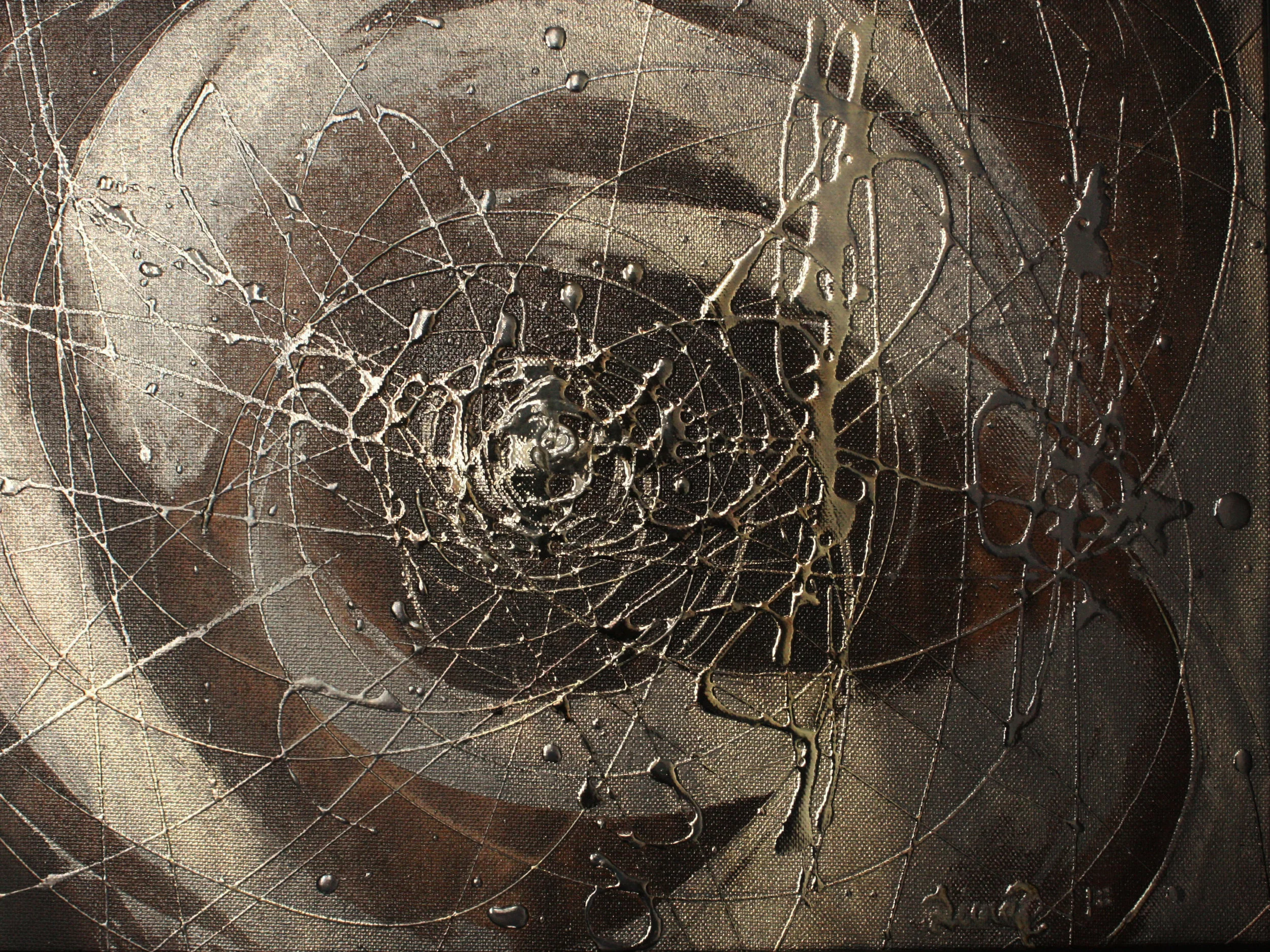 One Love - Silver on Canvas - 12” x 16”