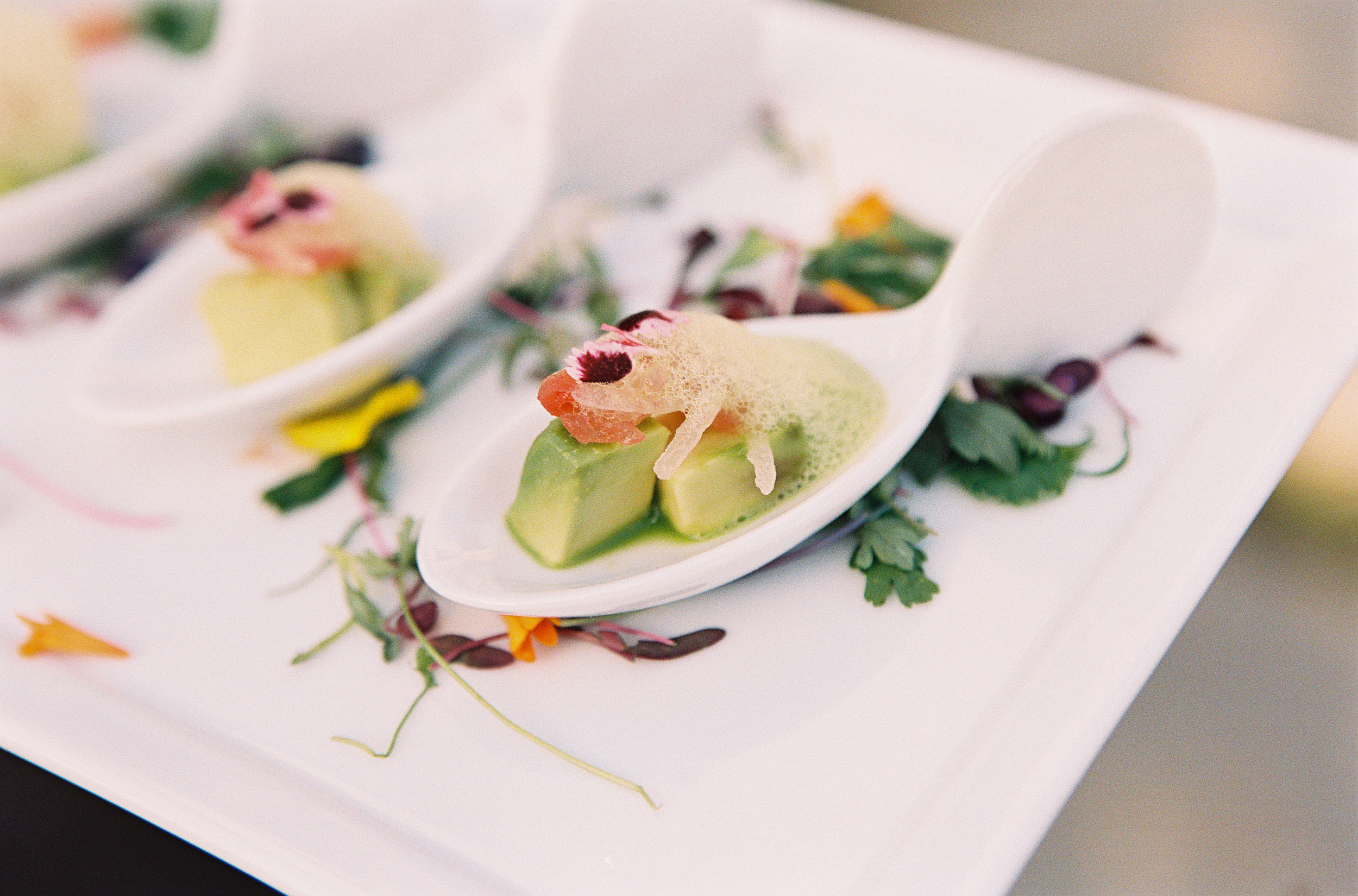%22deconstructed guacamole%22 avocado cube, heirloom tomato soaked shallot fingerlime, cilantro bubbles.jpg