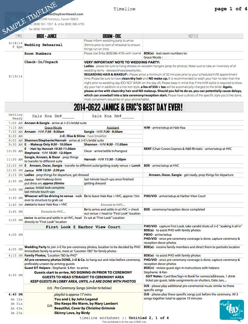 * Please note, this sample only shows the first page of the timeline, most of our timelines are between 2 and 7 pages long. 