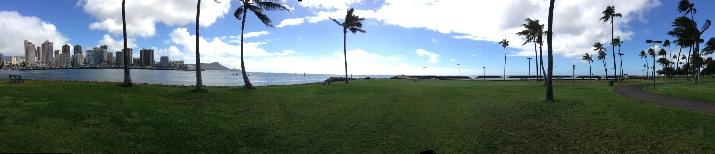 Grassy area that fronts the ocean facing Diamond Head.&nbsp;