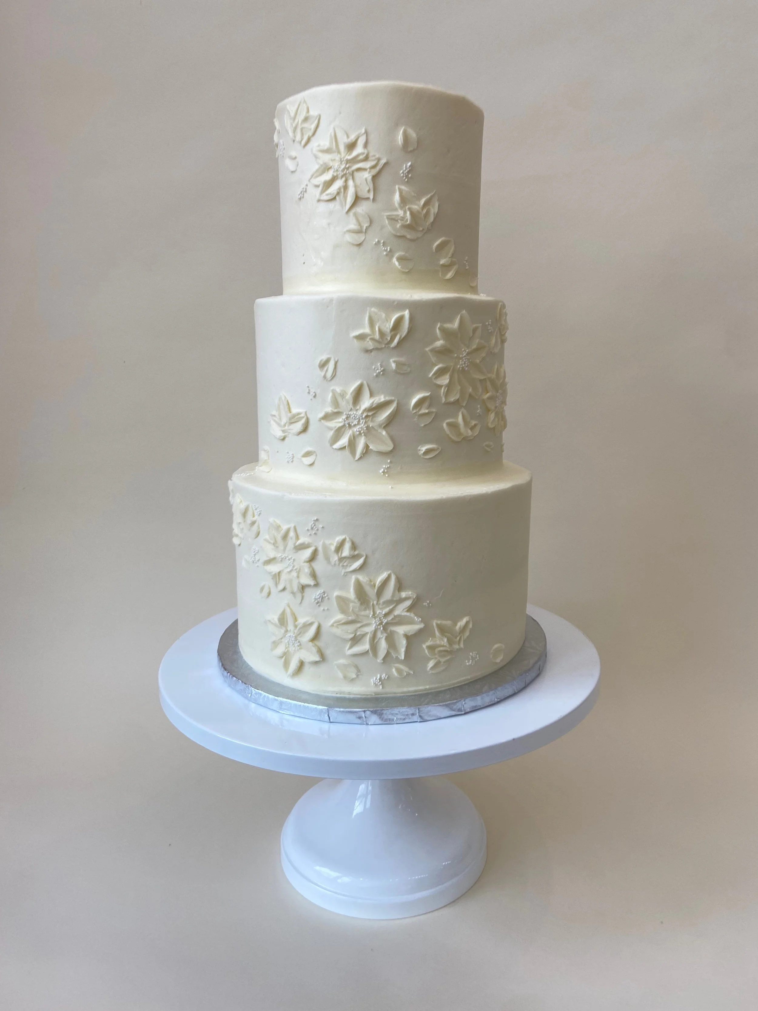 Painted Buttercream Flowers Tiered Cake