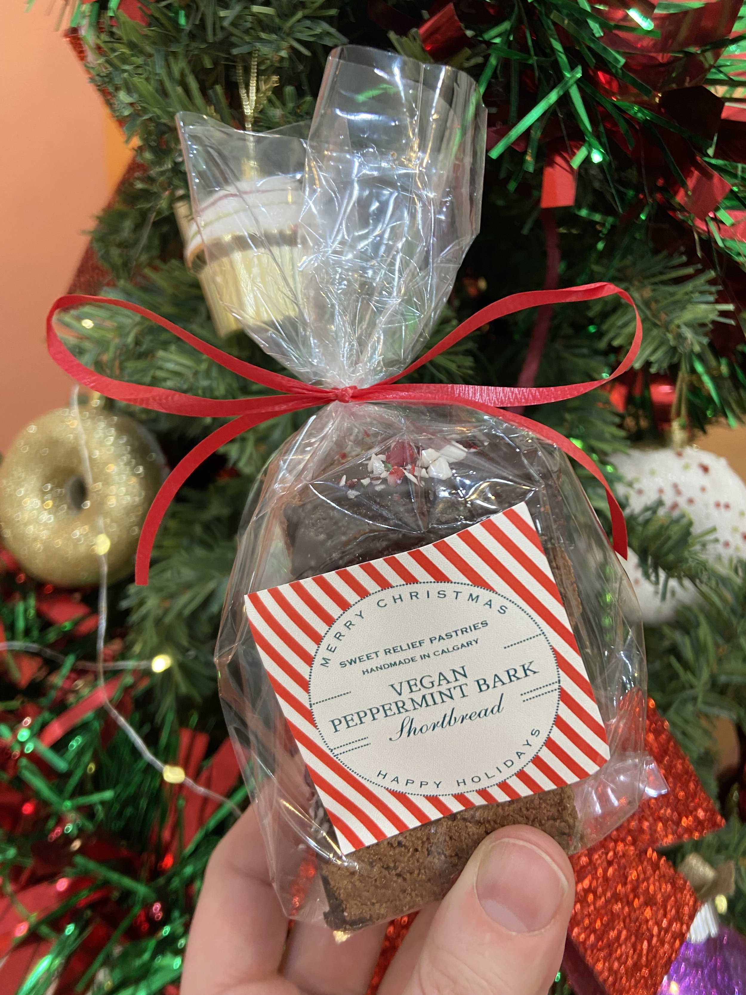 Vegan Peppermint Bark Shortbread Gift Bag