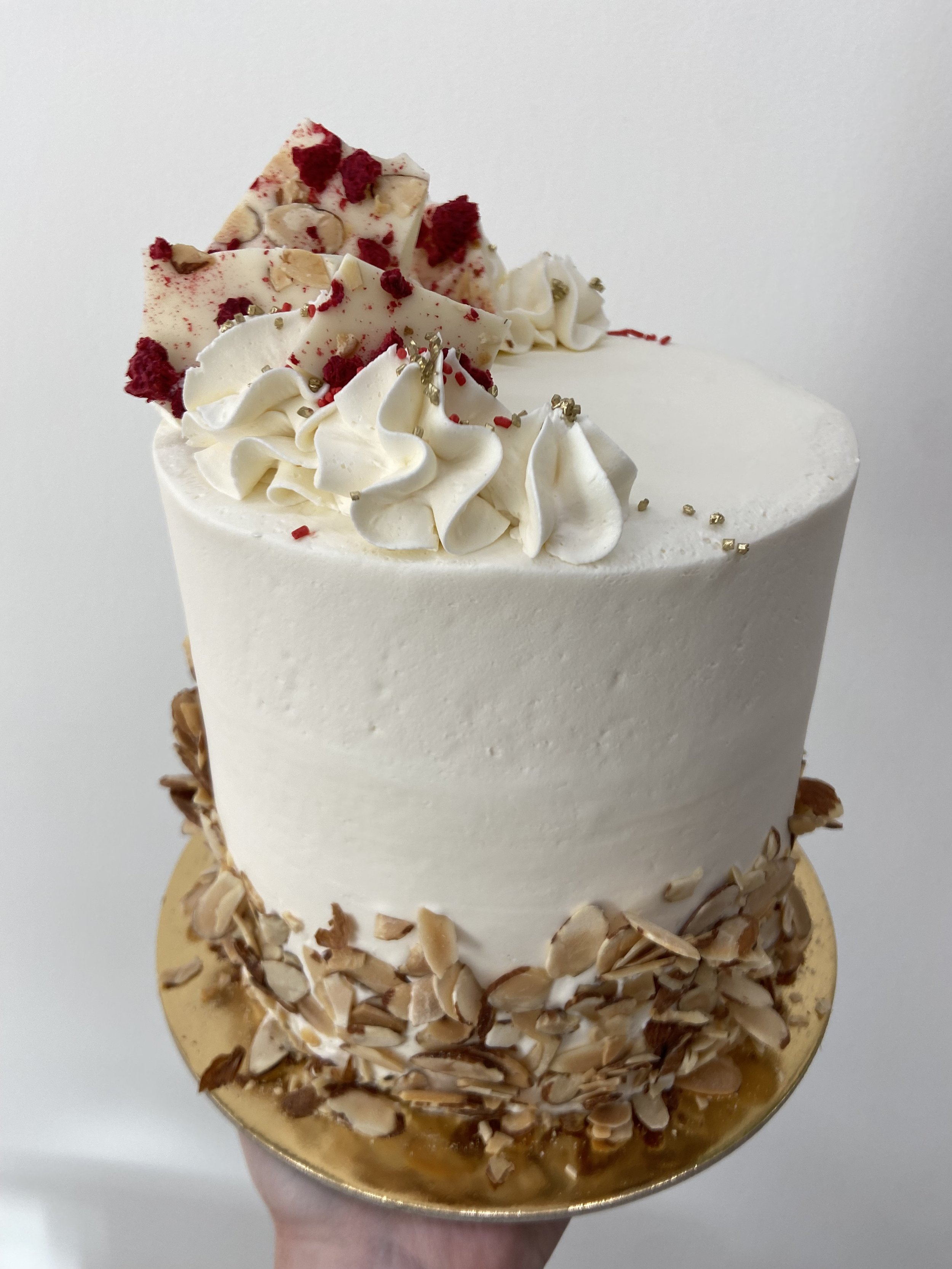 White Almond Raspberry Cake