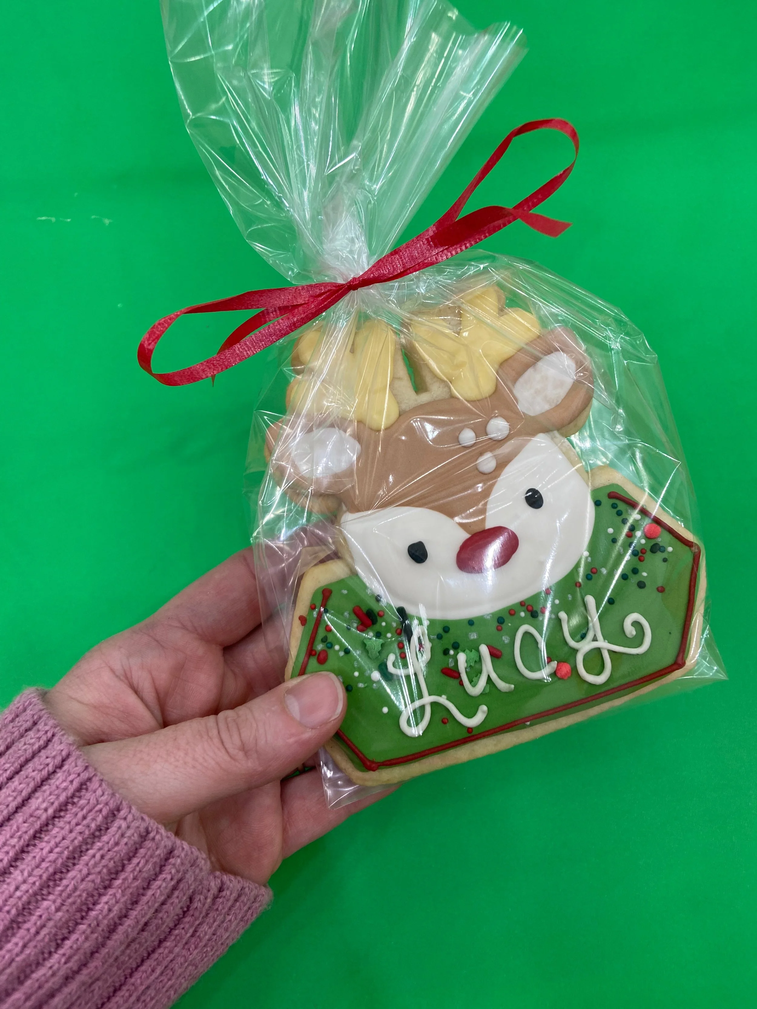 Custom Reindeer Cookie - Individually Packaged
