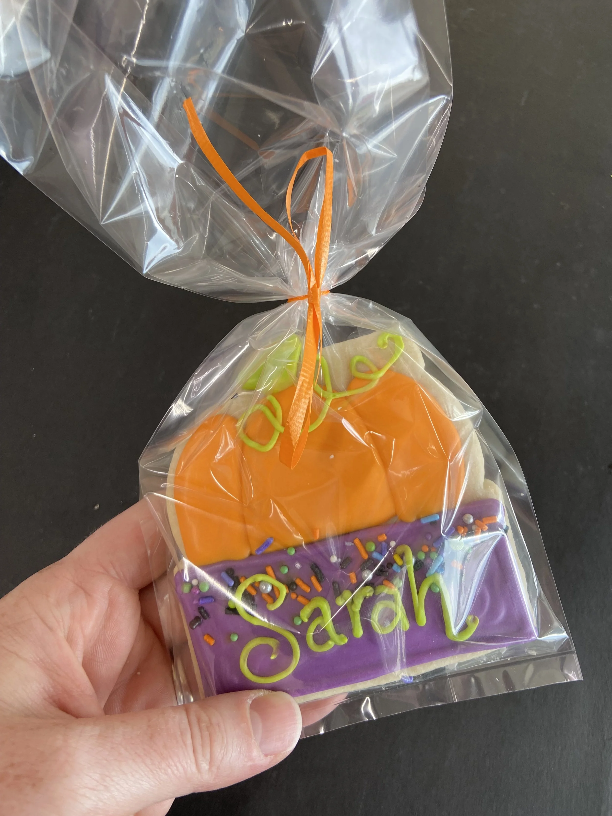 Pumpkin Custom Name Cookie - Individually Packaged