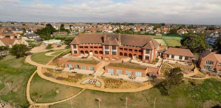 Front view of The Bartlet and its grounds - Aerial photography provided by Gipping Homes Ltd.