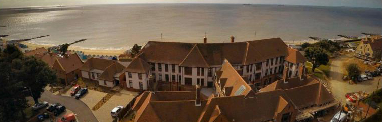  Rear view of The Bartlet, showing the sea beyond - Aerial photography provided by Gipping Homes Ltd.    