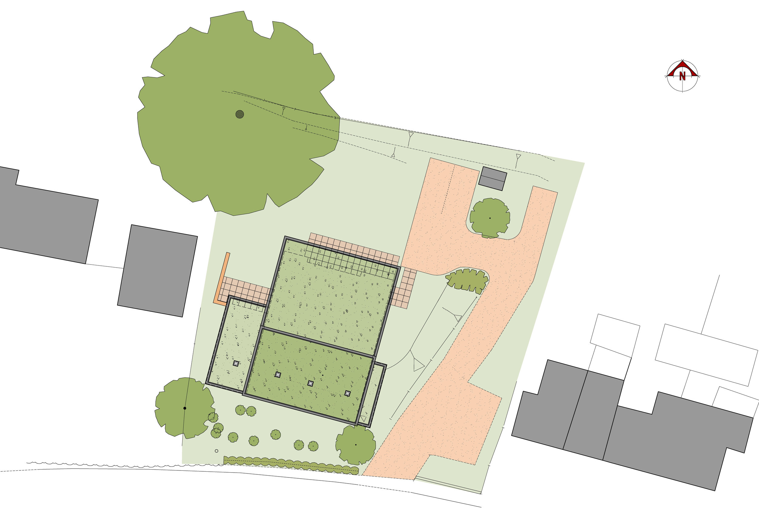 A proposed house set within the landscape, 1 The Hill, Ousden achieved planning permission on a contentious site adjacent to a Grade II listed building. Due to the design concept of being constructed within the hillside, it would be hidden from view to minimise impact on the site and surroundings.