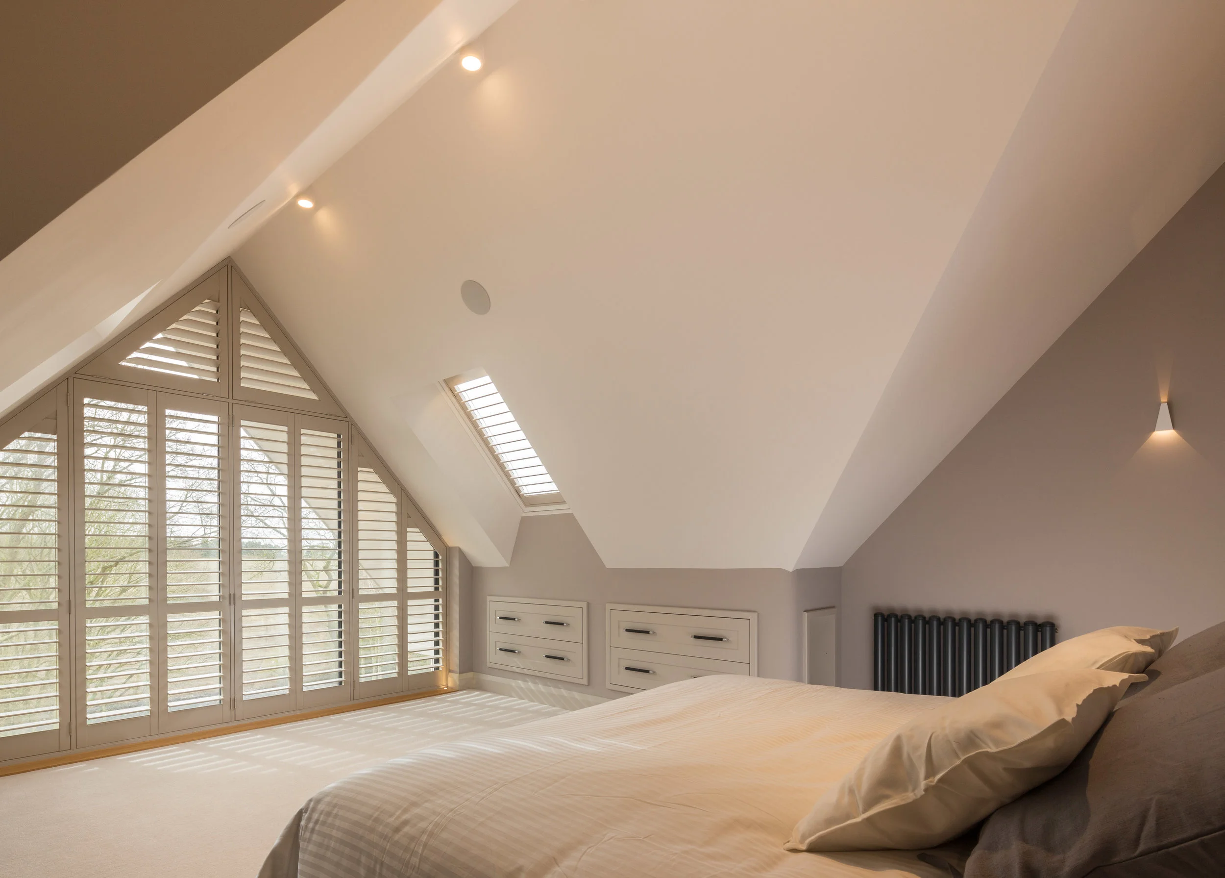 A glance at one of the beautifully designed bedrooms with the desire to create a relaxing environment.