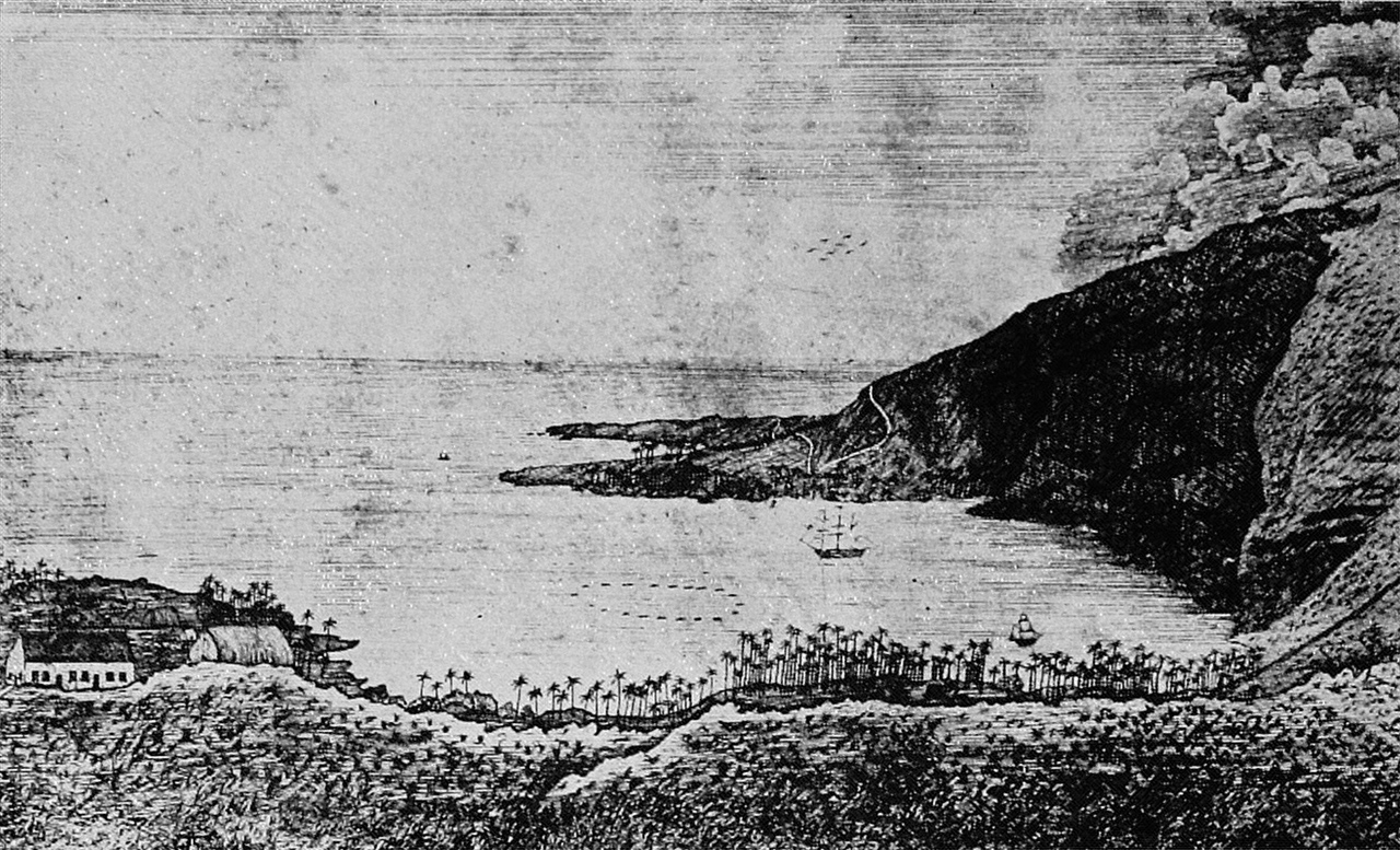 "Thurston – Kaawaloa, Kealakekua Bay, 1835" by Asa and Lucy Goodale Thurston - Lucy Goodale Thurston (1882) Life and Times of Mrs. Lucy G. Thurston: Wife of Rev. Asa Thurston, Pioneer Missionary to the Sandwich Islands, reprinted by Kessinger Publishing, LLC, 2007, p. 110 ISBN: 978-1432545475.. Licensed under Public domain via Wikimedia Commons