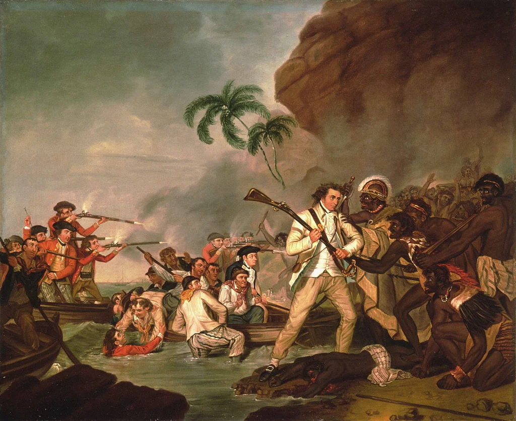 Death of Captain James Cook , oil on canvas by George Carter, 1783, Bernice P. Bishop Museum