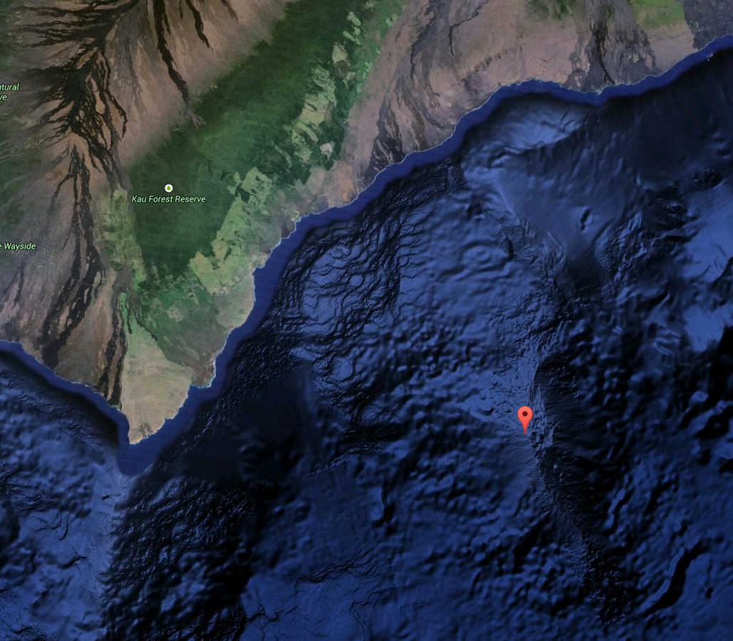 Location of Loihi Volcano. Image taken from Google Earth