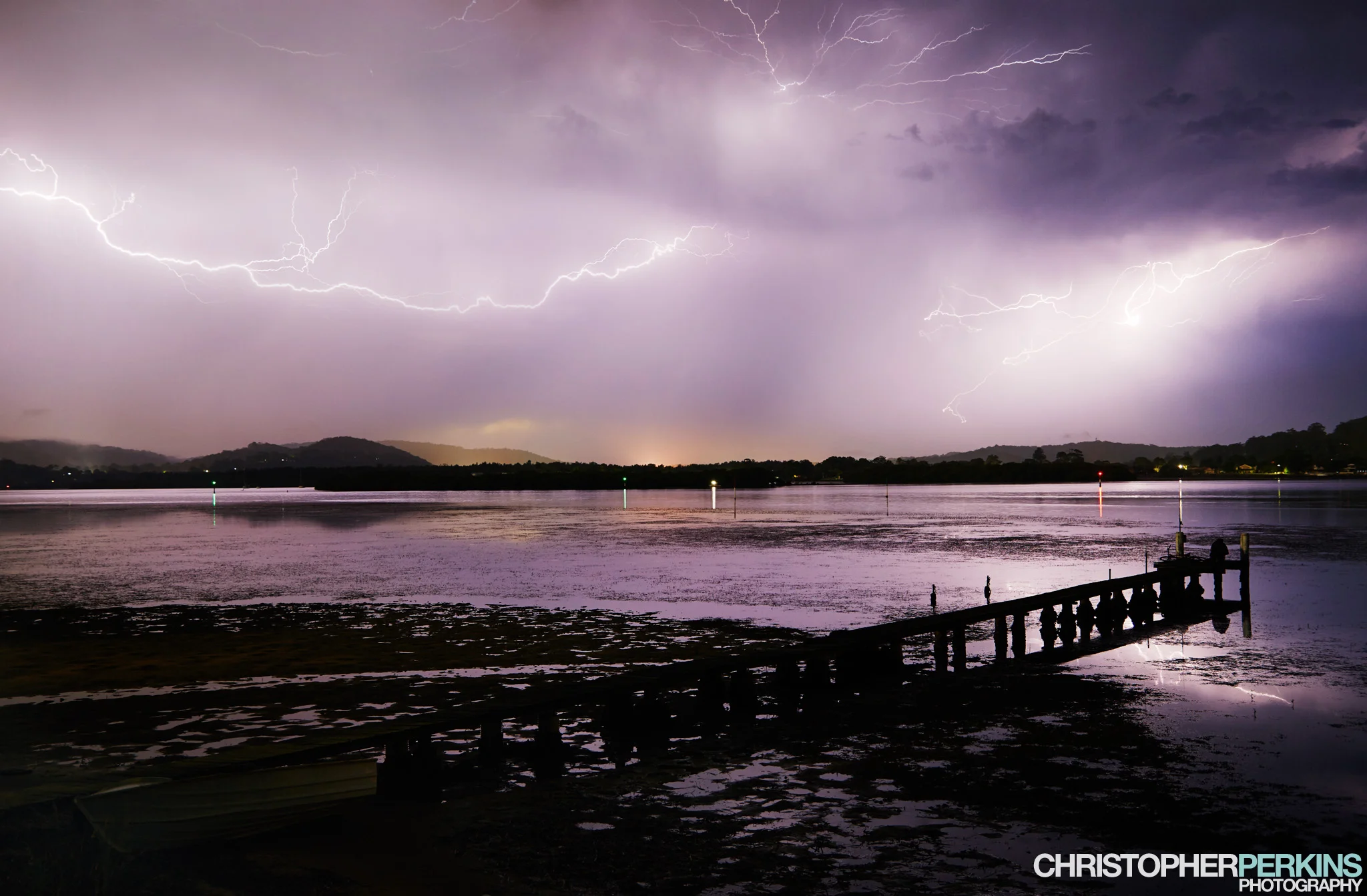 Lightning across Booker Bay, Central Coast, NSW. 1st January 2015.