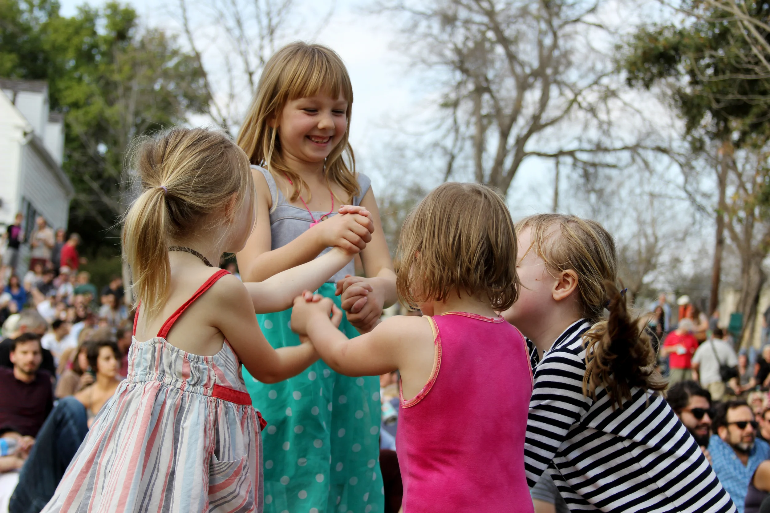 Little girls dance along to the live music at the French Legation Museum. Photo by Tess Cagle