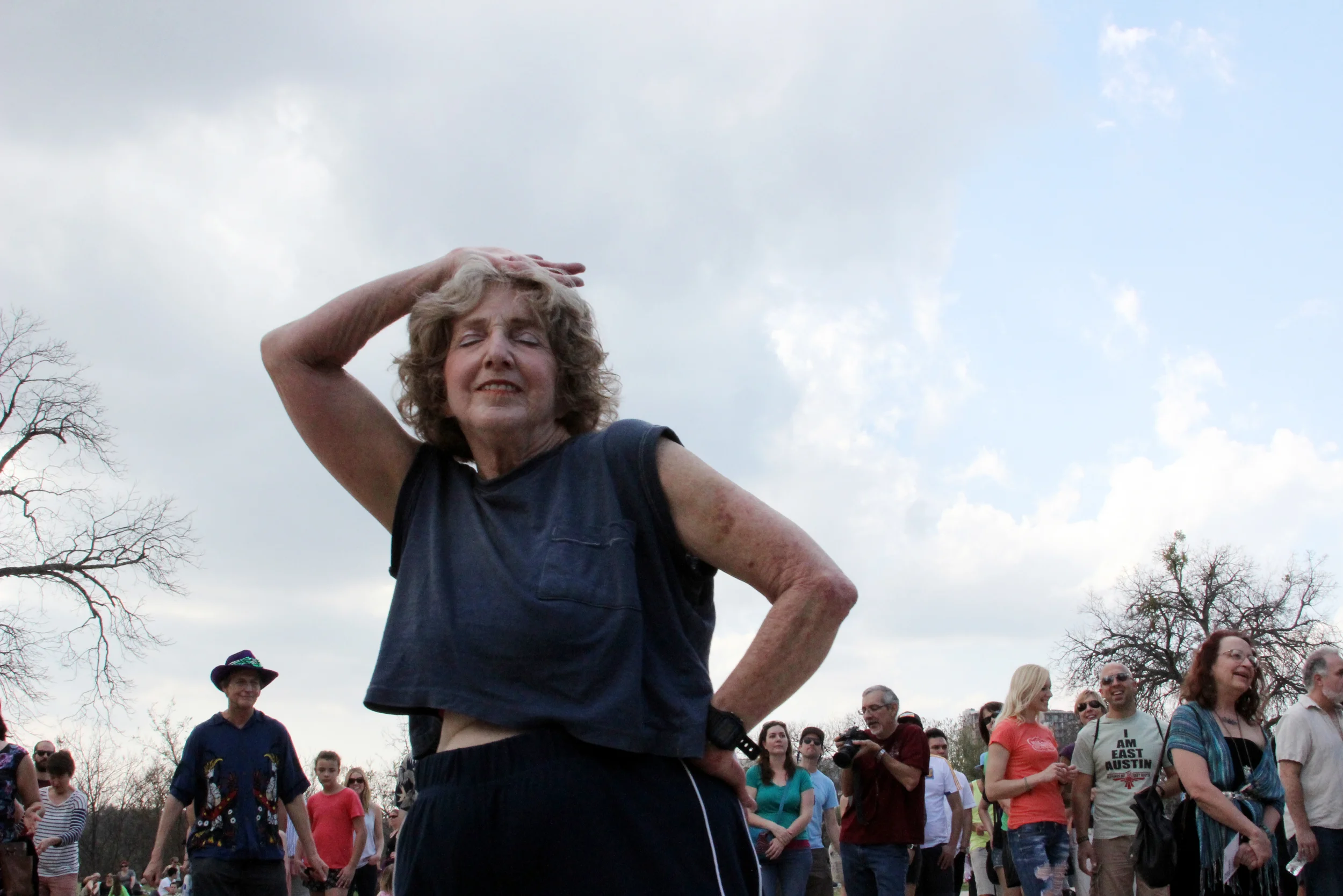 A woman dances along to the Clandestino All-Stars' set at the Emma S. Barrientos Mexican American Cultural Center. The Mexican American Cultural Center was the first venue of the fest. Photo by Tess Cagle