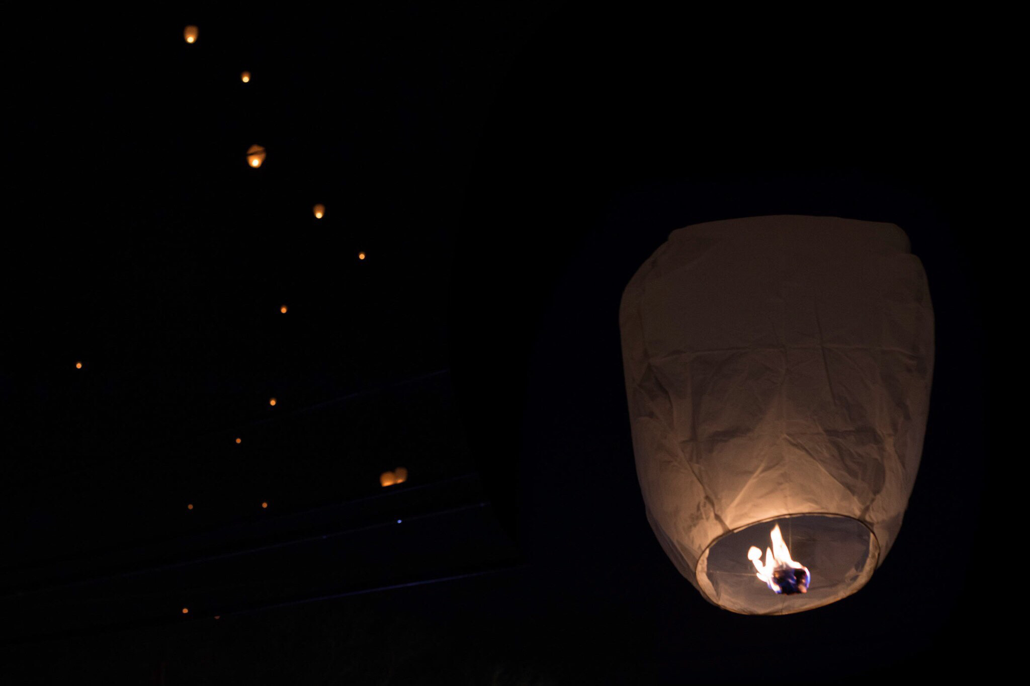 Paper lanterns lit up the sky in honor of Trayvon Martin.