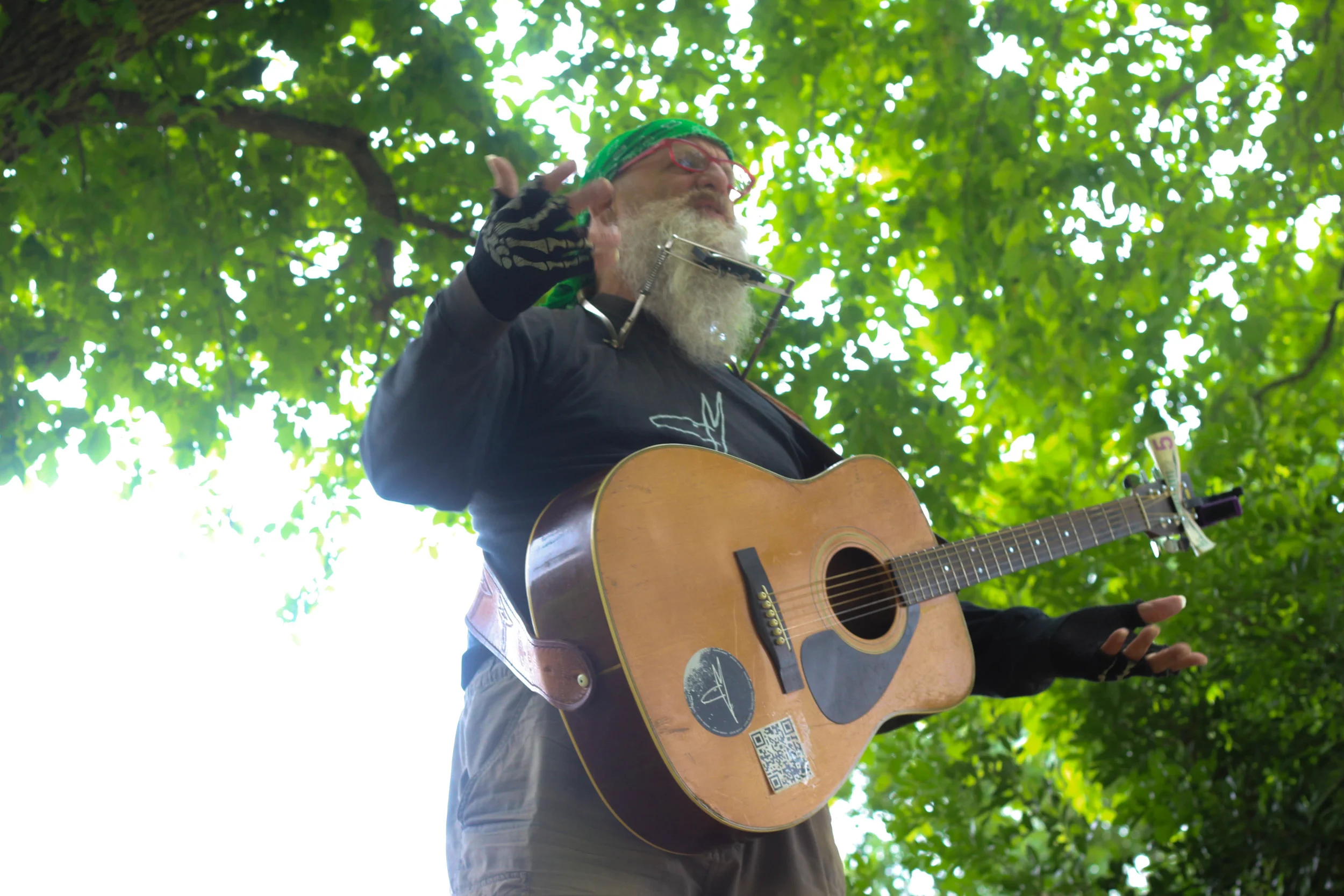 Woode with one of his guitars.