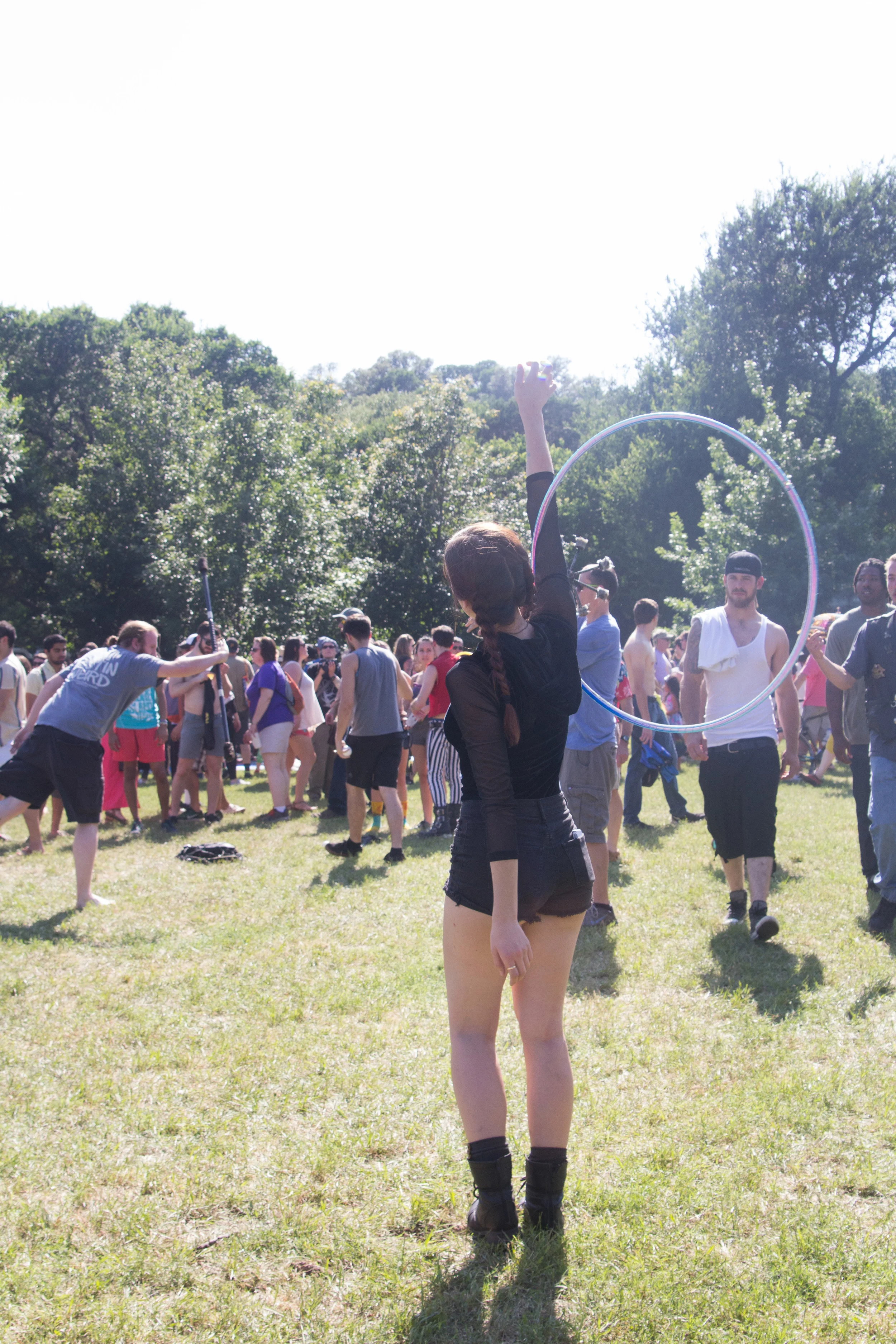 People to show off their Hula Hooping, Juggling, and (unlit) fire twirling talents.
