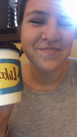 Here I am with my lavender latte. Sorry, Luke.