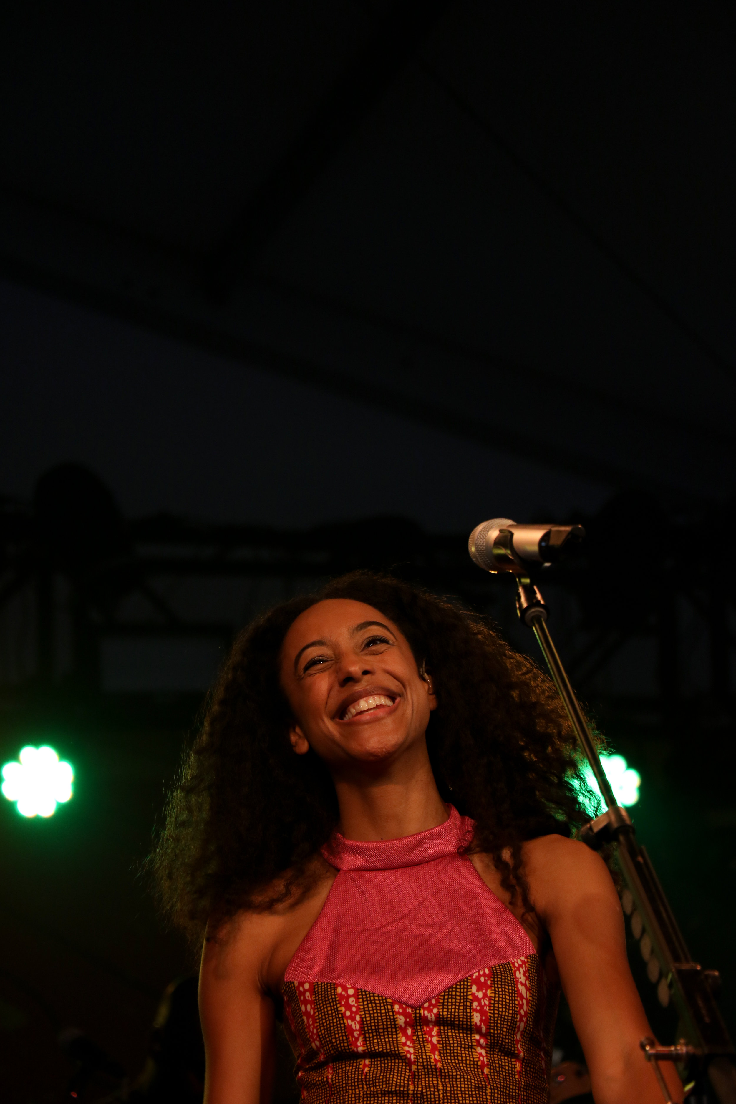 Corinne Bailey Rae smiles as the crowd applauds at the end of her number.