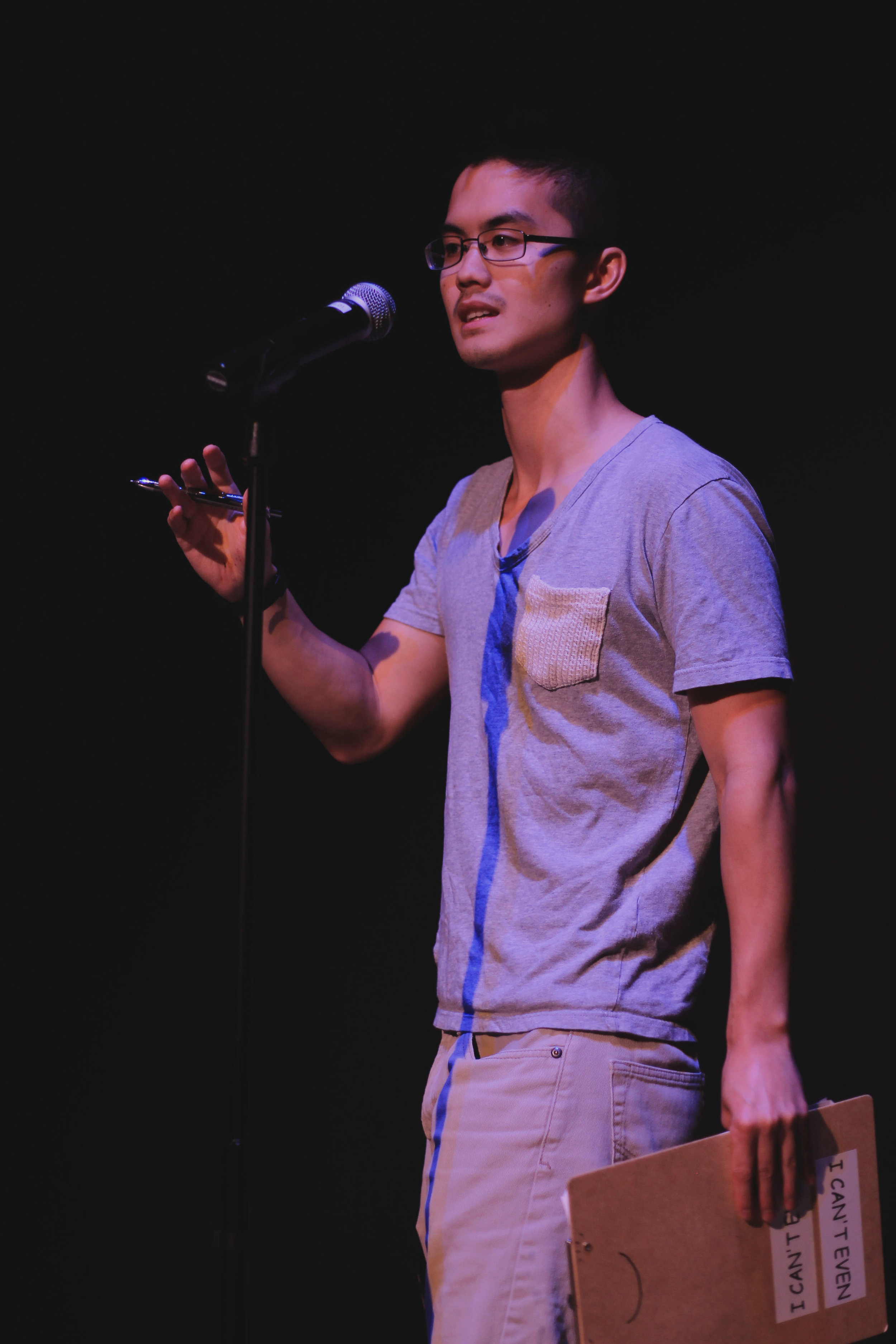Host Joshua Nguyen entertains the audience as he announces performers.