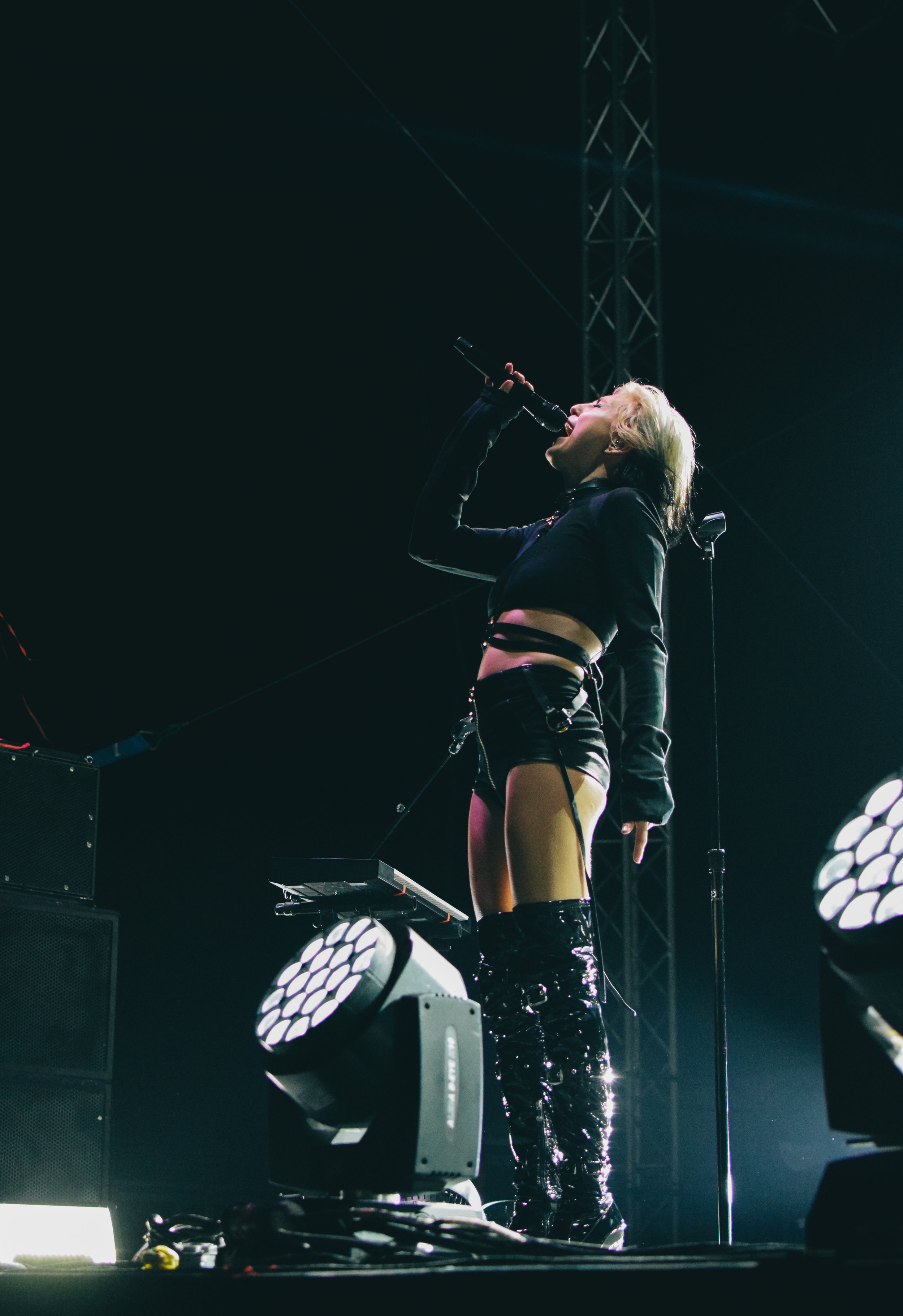Sarah Barthel of Phantogram stuns the crowd with her vocals and daring outfit.