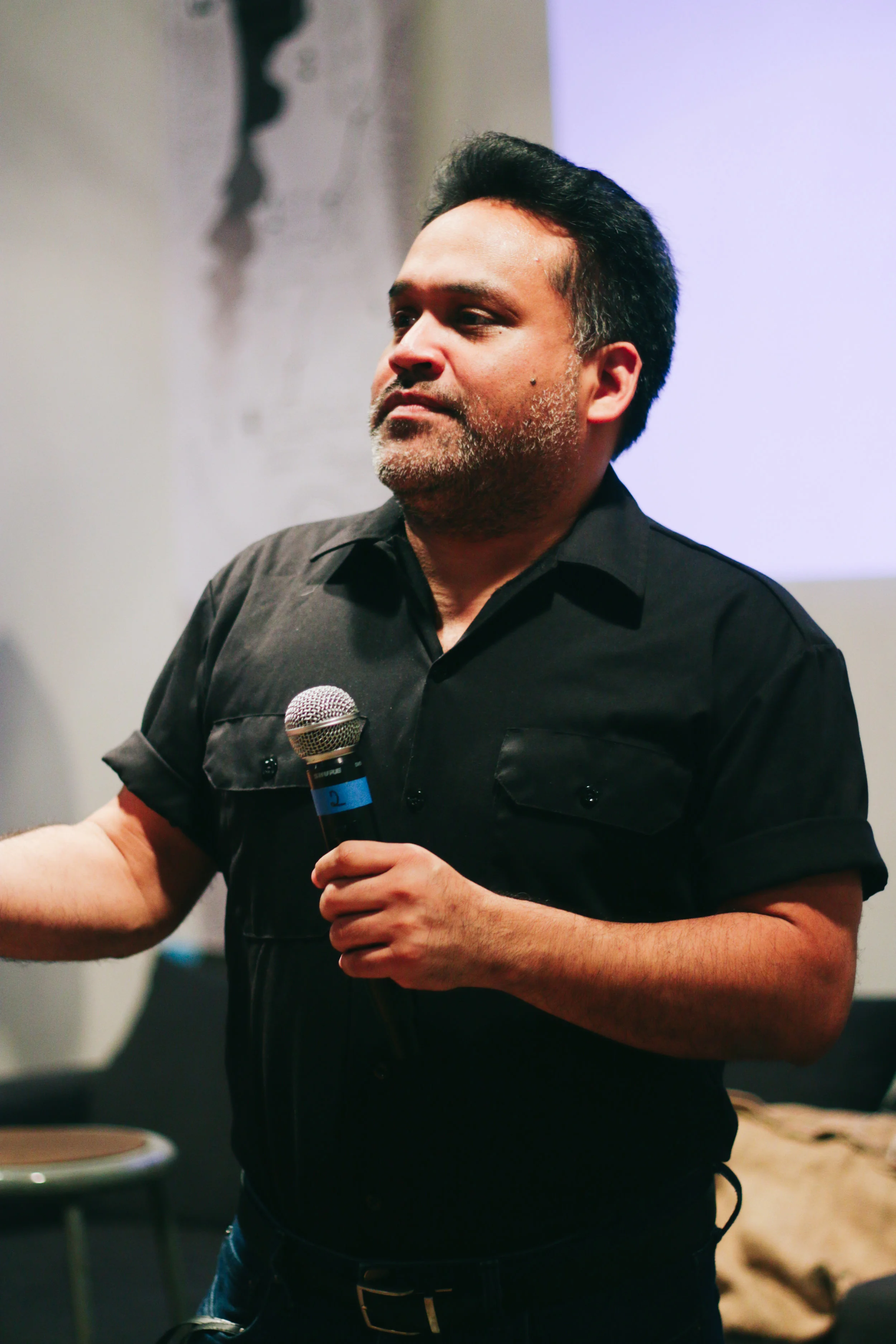 Adrian Villegas of The Latino Comedy Project, performs a comedy skit. LCP is known for its political and pop culture satire.