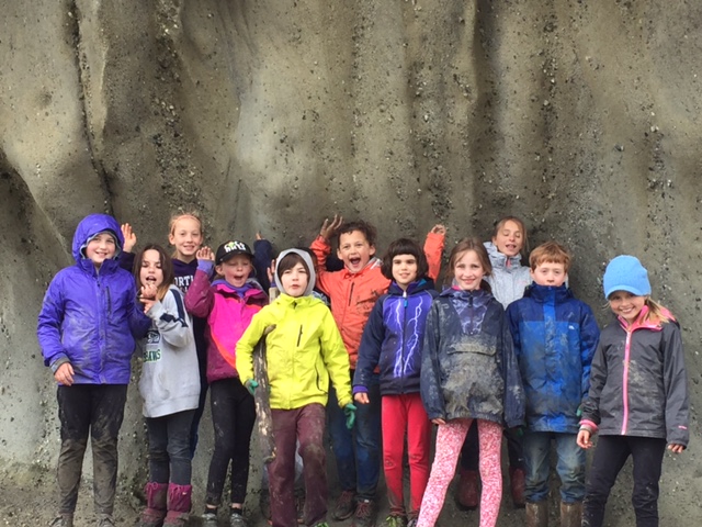 Wade King 3rd graders after the clam survey! Totally muddy but still excited!