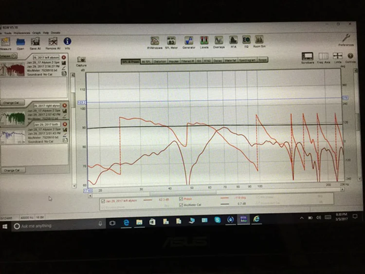 The Left Alyson had strong bass to 25Hz. Very impressive indeed!