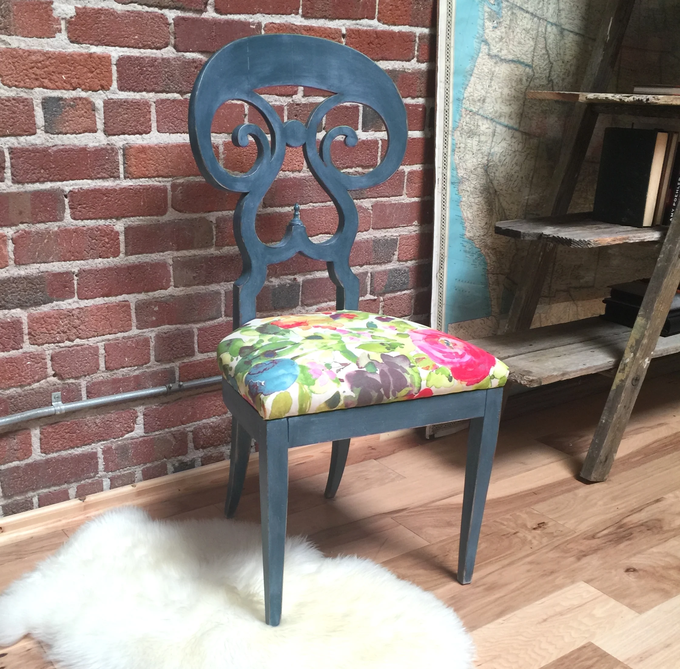 Painted Scroll Back Chair