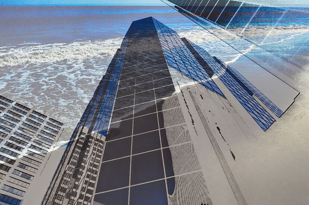 DAVID GORDON, Building And Ocean, 2015, Digital Archival Print, 24" x 36"