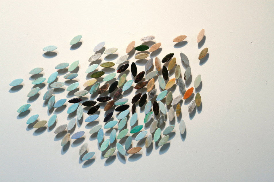 CAROL ELKOVICH, Organized Chaos , 2014, acrylic & wood installation 24" x 24"