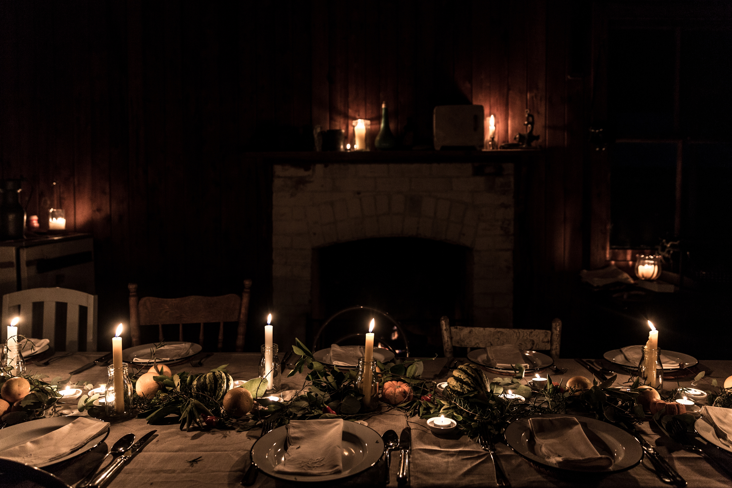 Candlelit dinner in the shearers' quarters