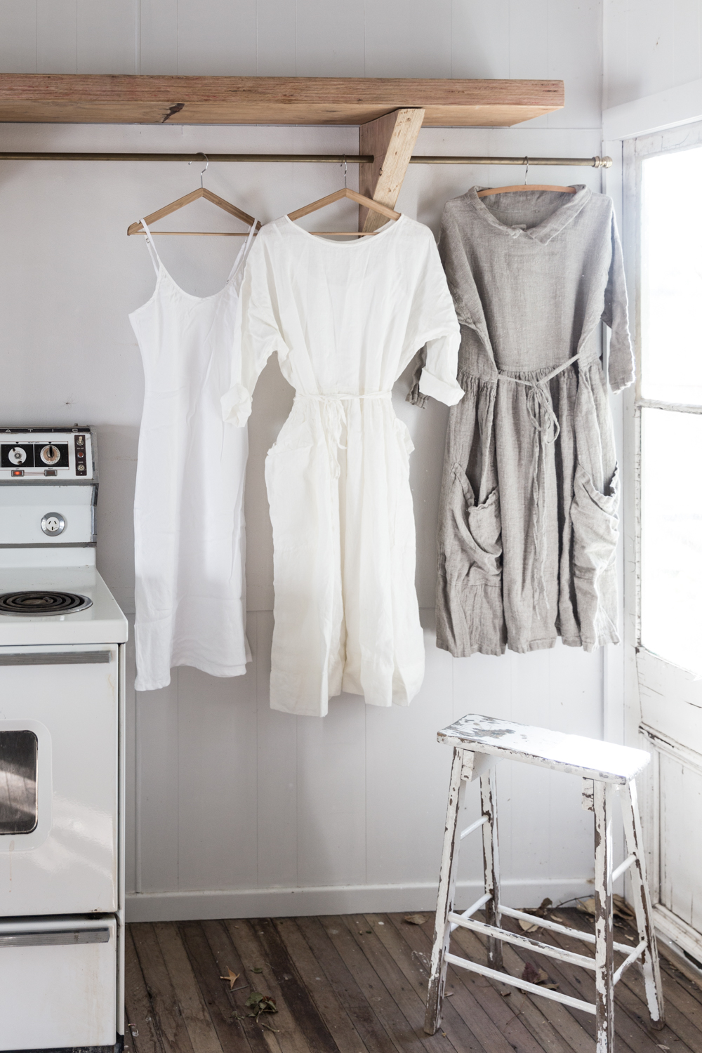 From left to right: Slip Dress, Luisa Dress, Peasant Dress, all handmade by MegByDesign in Australia