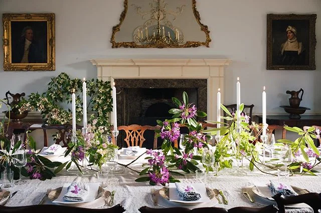 The first night we were piped into the glorious Estate Dinner in the dining room of Auchinleck House. (@edwardhickson I had up until now thought you were the best bagpiper in the world ... but alas my love, that pedestal has toppled). The table was covered with wild flowers and long leggy lengths of wild rhododendrons with their glorious lilac coloured flowers (thanks for your help partner @ann0neill ). Chef Toby @toby.cushnir and Gillian created a delightfully light and fresh menu of ricotta and nettle parcels, Scotch broth, roasted Boswell Estate beef, perfectly crunchy potatoes, pot roasted cabbage and local vegetables and cranachan with raspberries and whisky cream for dessert. The food they created for the entire three days had the same feeling as the glorious, long summer Scottish light ... so gentle and feminine and satisfying all at the same time.
.
Menus hand drawn by @naomibulger . Gorgeous Scottish ceramic plates by @anta_scotland and table linen by @halemercantileco
#dispatchtoafriend #dispatchinscotland #teamdispatch @gillianbellcake @toby.cushnir @moorki @kimpsmith #podcast