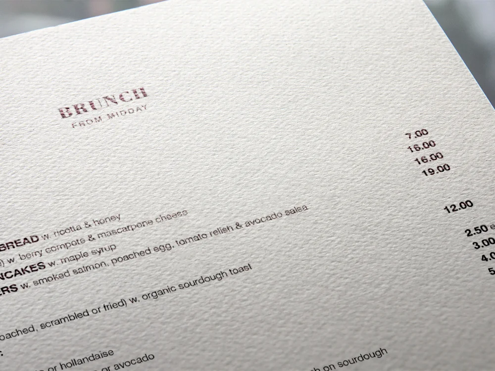 Layout design and print production for menus