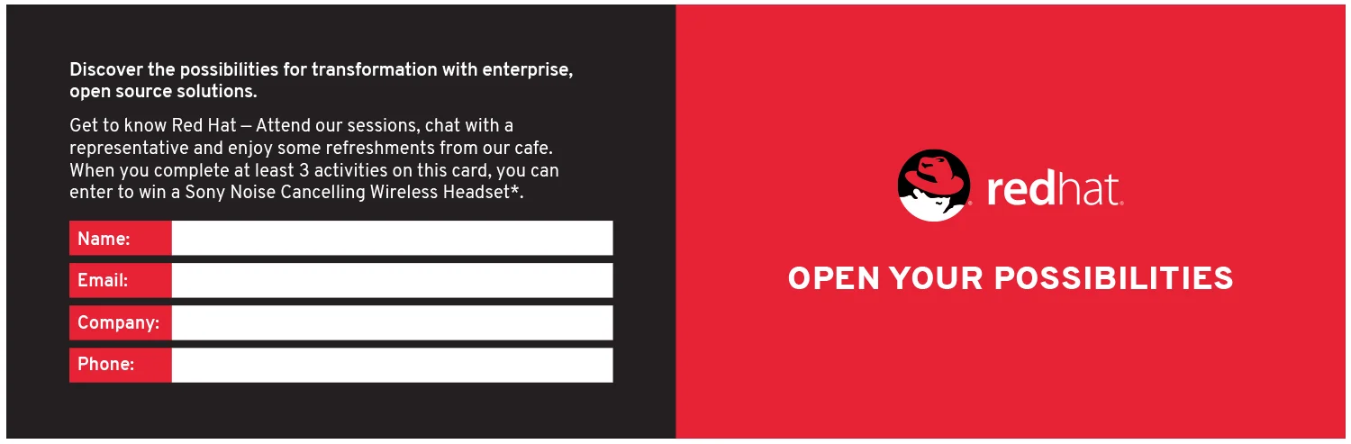 Red Hat ® loyalty card, outside spread.